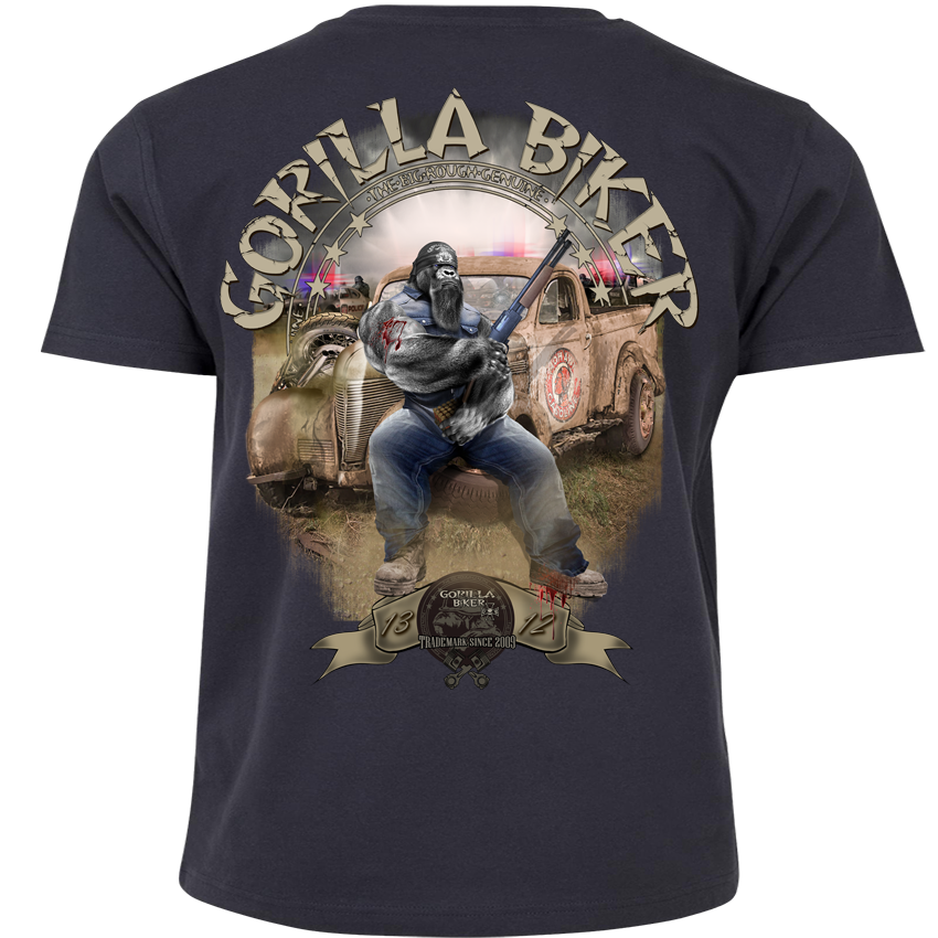 T-Shirt ( GB77 Gorilla Biker Trouble ) Backprint