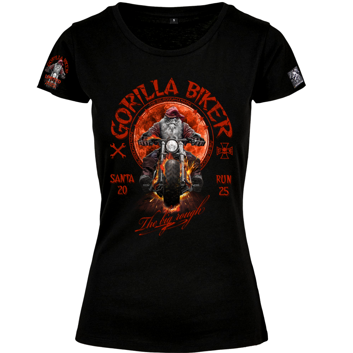 Limited Sonderdruck 2025 Damen T-Shirt ( Gorilla Biker GB87 Santa Rider  )