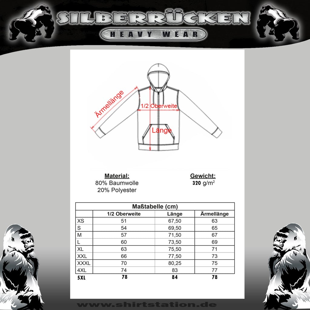 Kapuzenjacke Masterclass Druck ( Silberrücken SR101  )